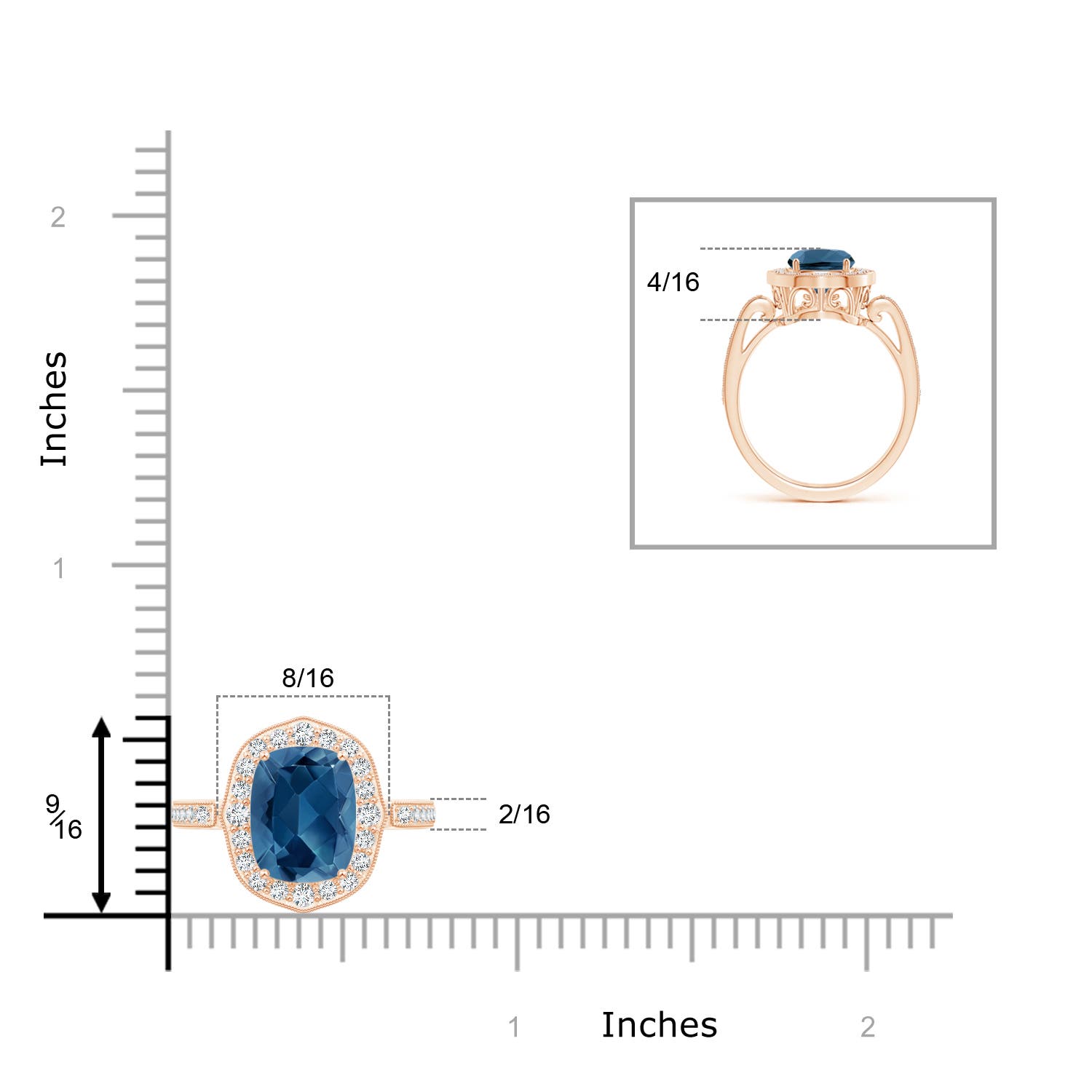 AA - London Blue Topaz / 2.59 CT / 14 KT Rose Gold