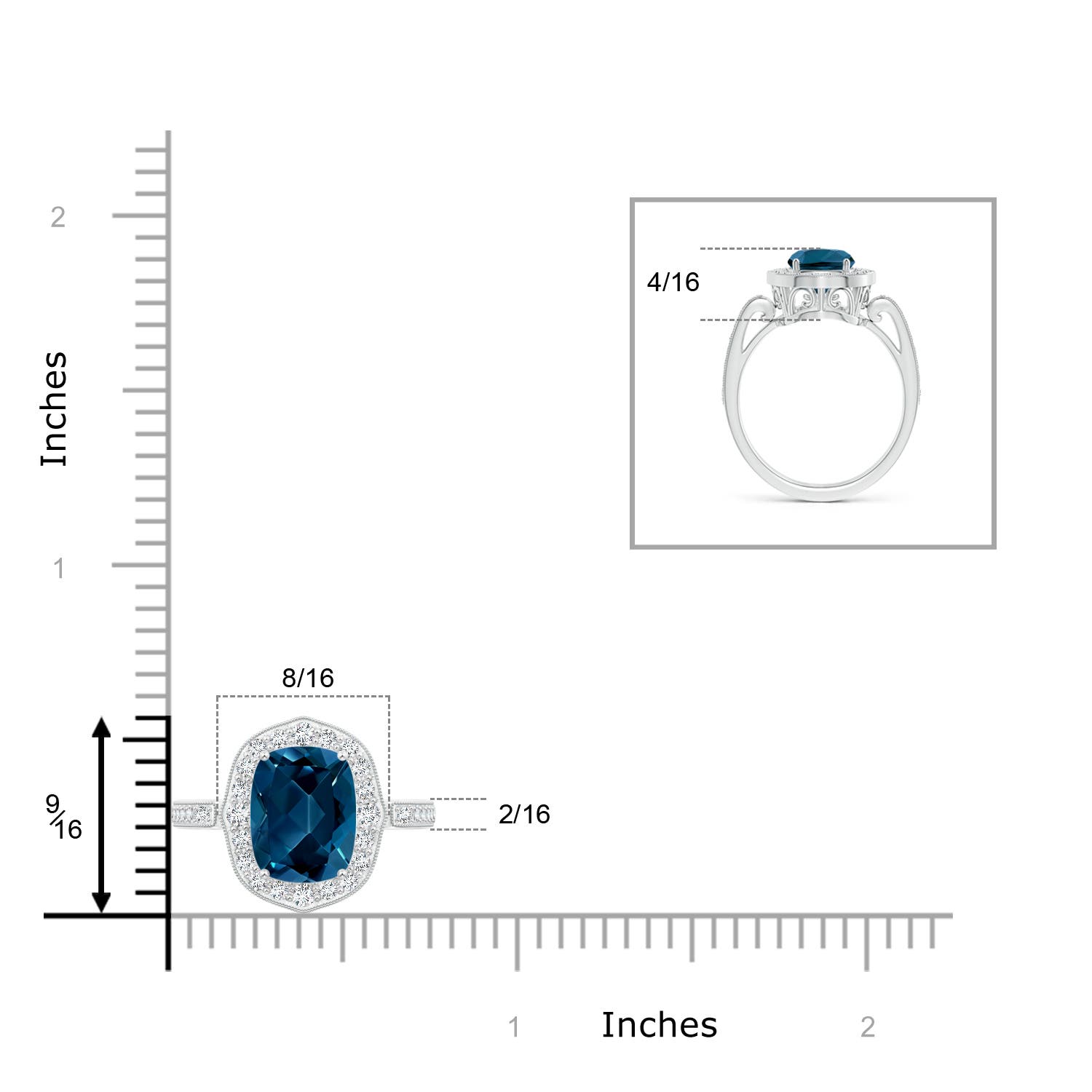 AAAA - London Blue Topaz / 2.59 CT / 14 KT White Gold