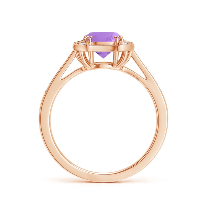 6mm A Art Deco Cushion Cut Amethyst Ring with Diamond Accents in Rose Gold product image