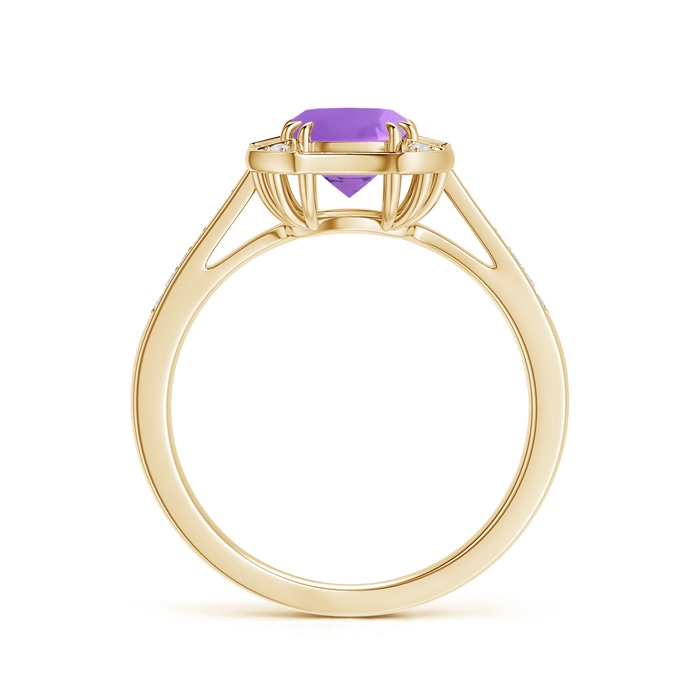 6mm AA Art Deco Cushion Cut Amethyst Ring with Diamond Accents in Yellow Gold product image