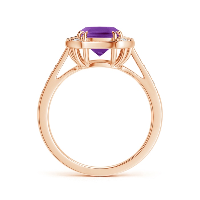 7mm AAA Art Deco Cushion Cut Amethyst Ring with Diamond Accents in Rose Gold product image