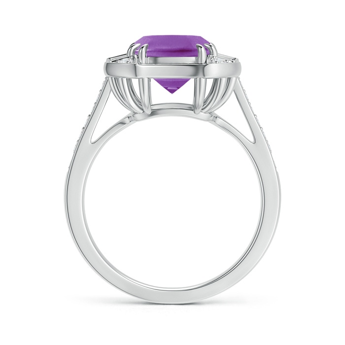 8mm AA Art Deco Cushion Cut Amethyst Ring with Diamond Accents in White Gold product image