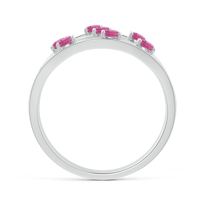 2.5mm AAA Scattered Split Seven Pink Tourmaline Wedding Band Ring in White Gold Product Image