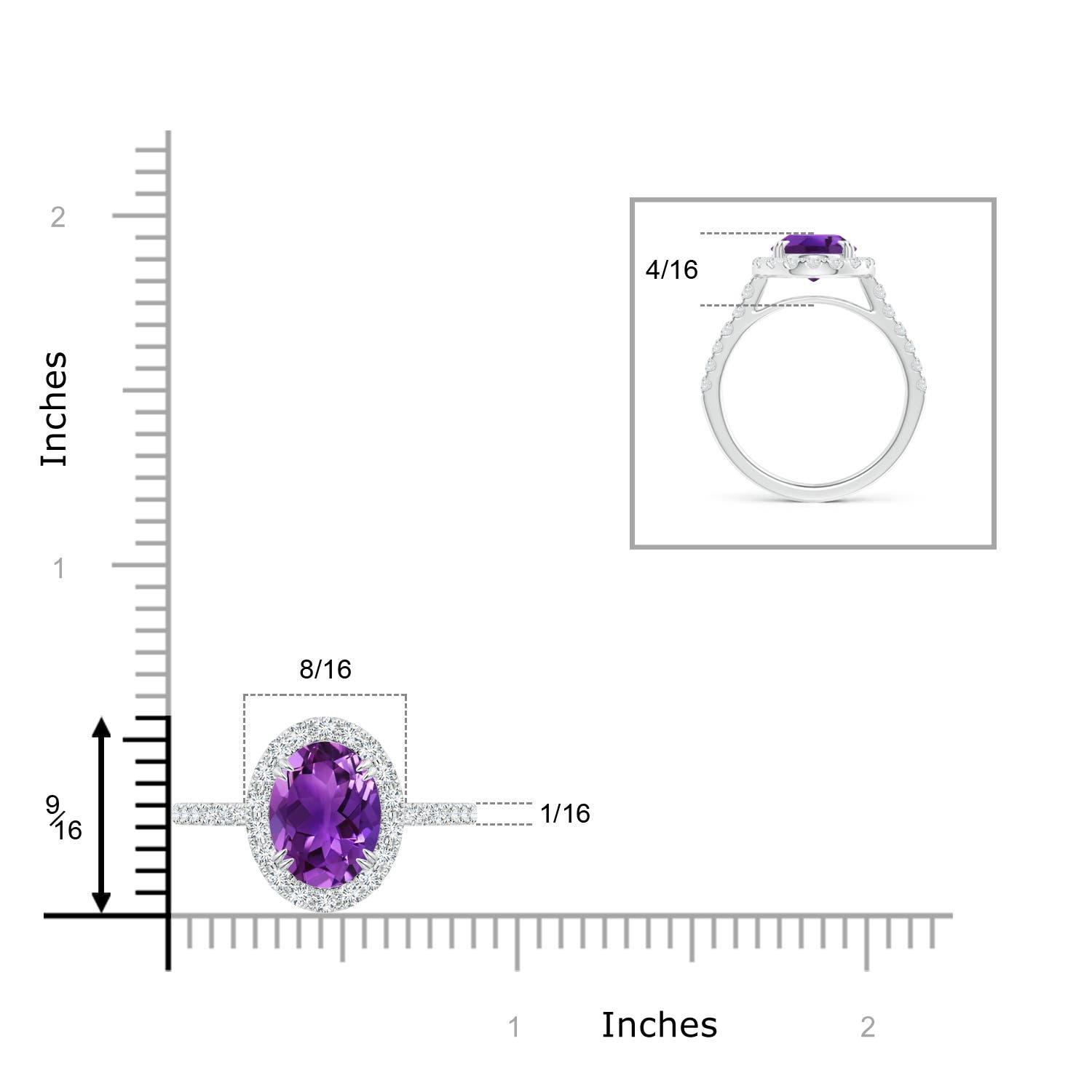 AAAA - Amethyst / 2.91 CT / 14 KT White Gold