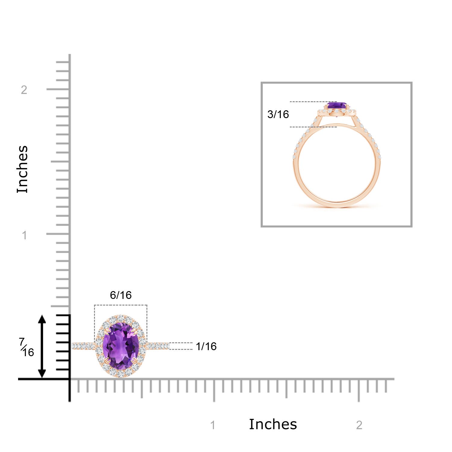 AAA - Amethyst / 1.49 CT / 14 KT Rose Gold