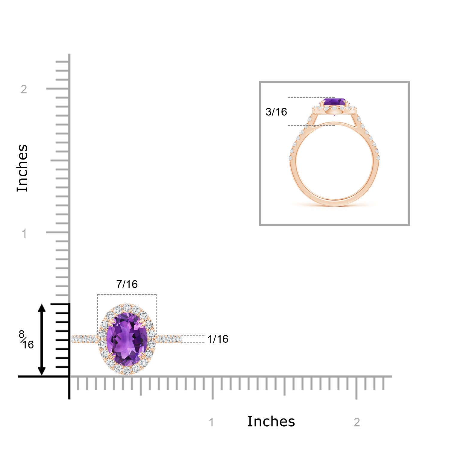 AAA - Amethyst / 2.05 CT / 14 KT Rose Gold