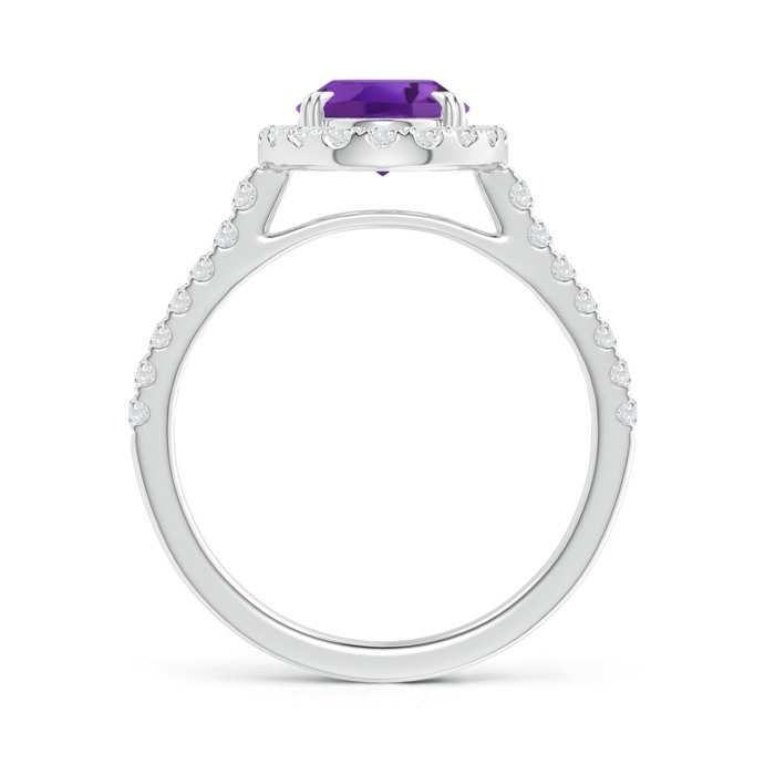 9x7mm AAA Double Claw-Set Oval Amethyst Halo Ring with Diamonds in White Gold Product Image