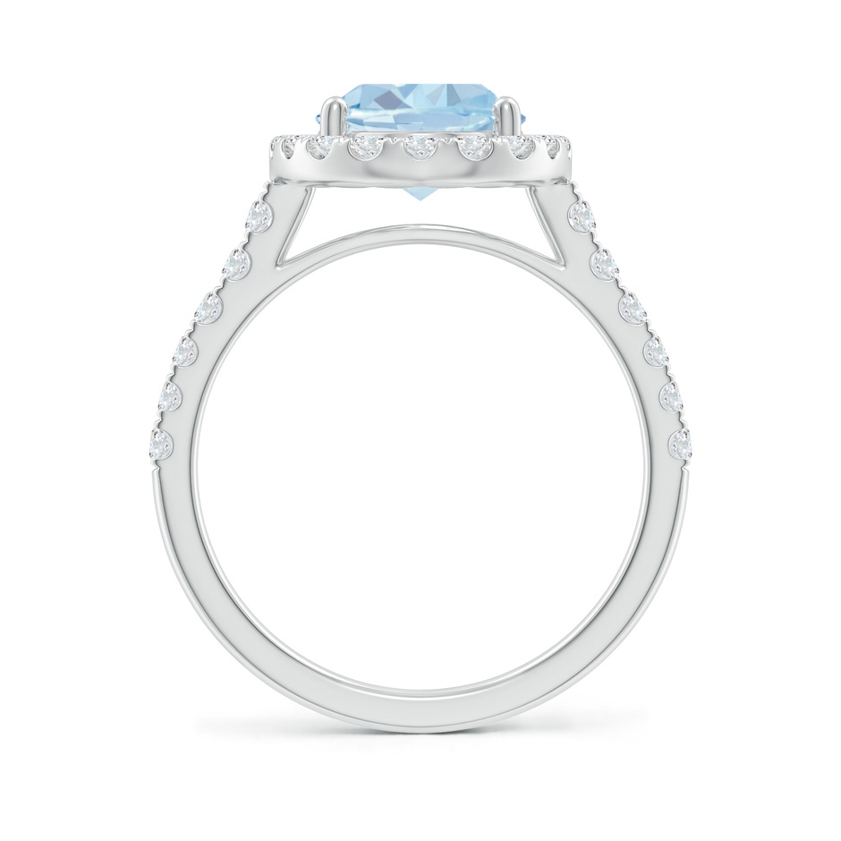 10x8mm A Double Claw-Set Oval Aquamarine Halo Ring with Diamonds in P950 Platinum side-1