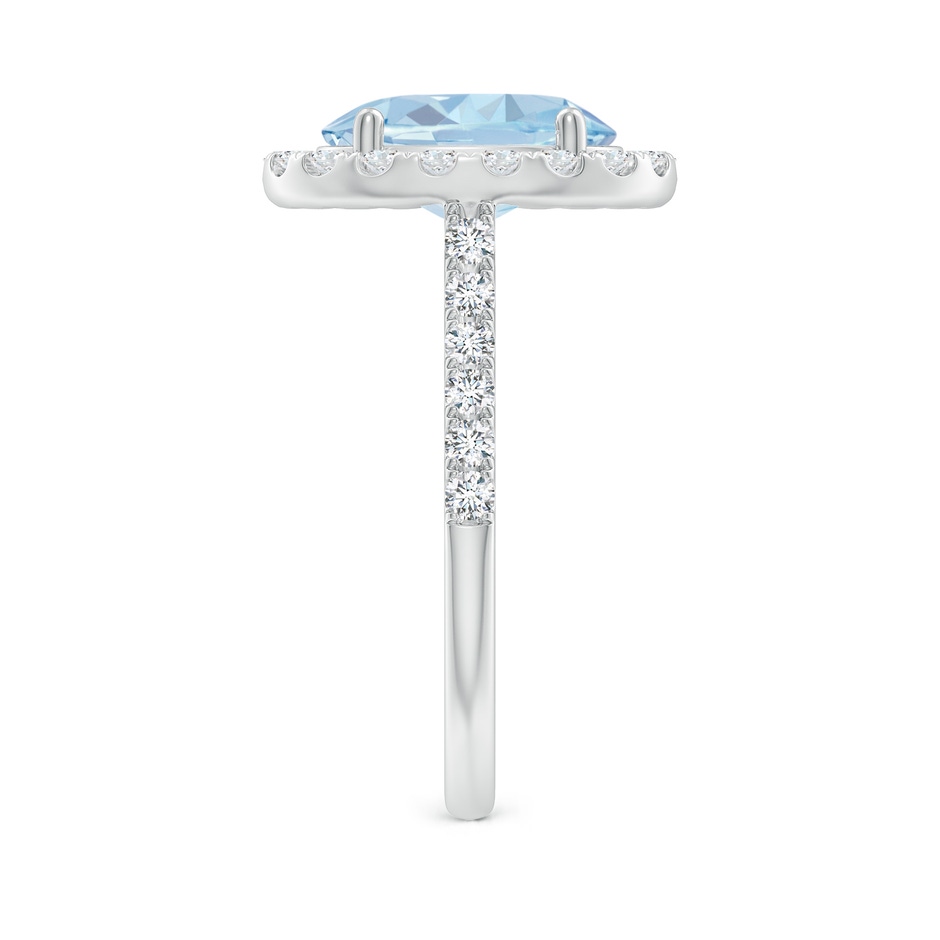 10x8mm A Double Claw-Set Oval Aquamarine Halo Ring with Diamonds in White Gold side-2