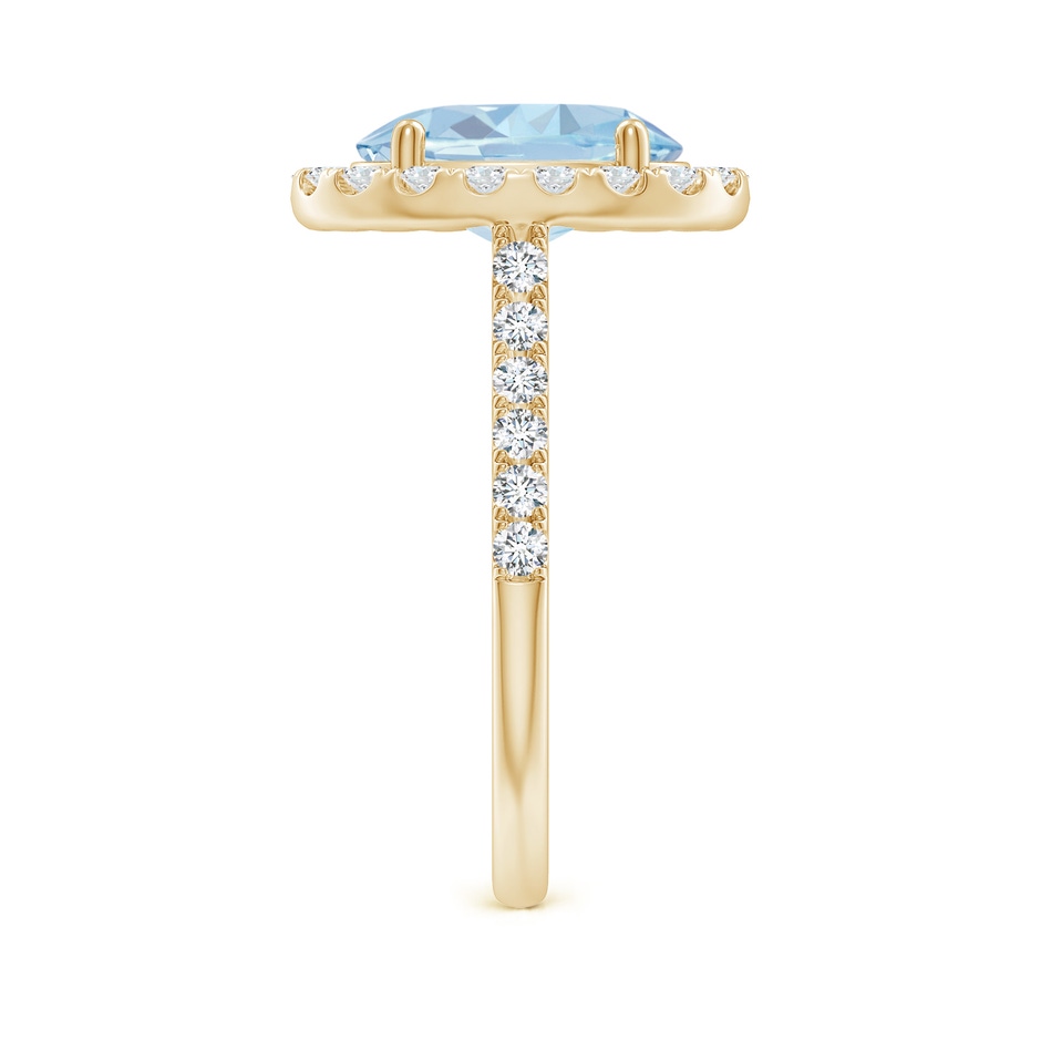 10x8mm A Double Claw-Set Oval Aquamarine Halo Ring with Diamonds in Yellow Gold side-2