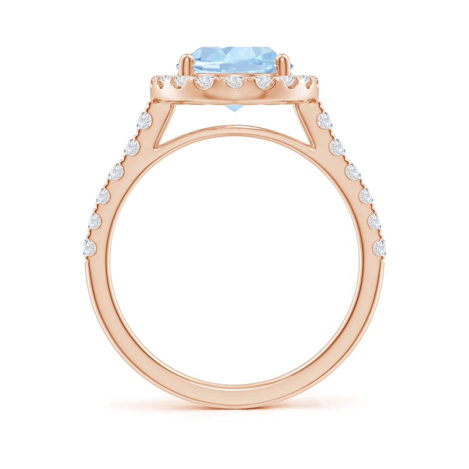 10x8mm AA Double Claw-Set Oval Aquamarine Halo Ring with Diamonds in Rose Gold side-1