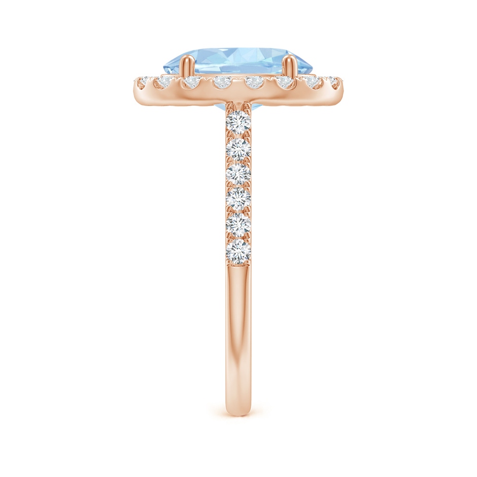 10x8mm AA Double Claw-Set Oval Aquamarine Halo Ring with Diamonds in Rose Gold side-2