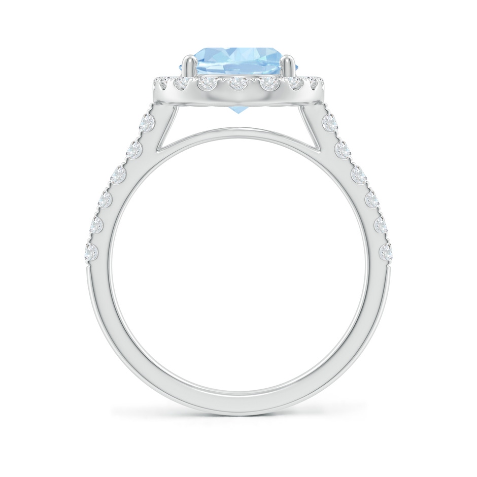 10x8mm AA Double Claw-Set Oval Aquamarine Halo Ring with Diamonds in White Gold side-1