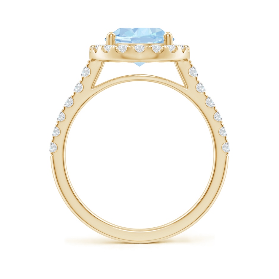 10x8mm AA Double Claw-Set Oval Aquamarine Halo Ring with Diamonds in Yellow Gold side-1