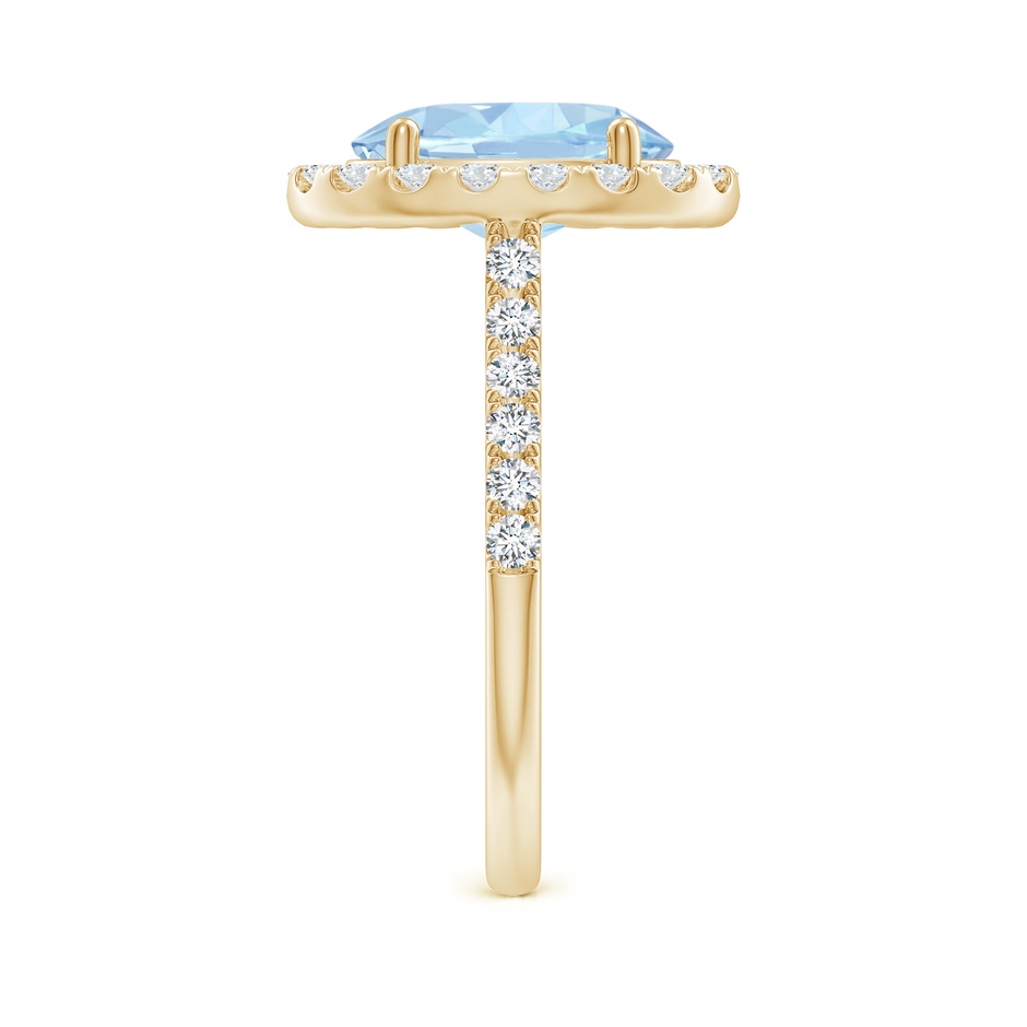 10x8mm AA Double Claw-Set Oval Aquamarine Halo Ring with Diamonds in Yellow Gold side-2