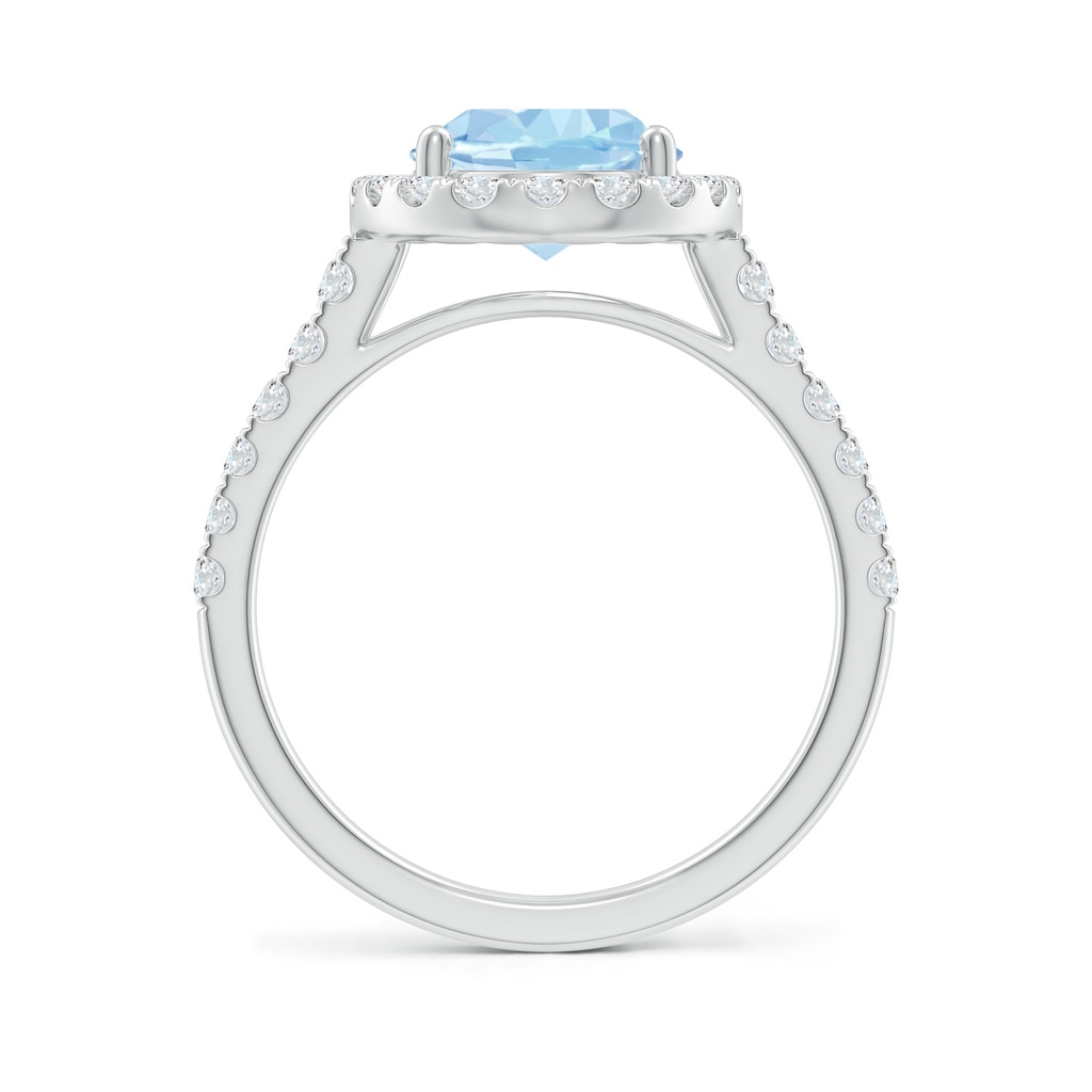 10x8mm AAA Double Claw-Set Oval Aquamarine Halo Ring with Diamonds in White Gold Side-1