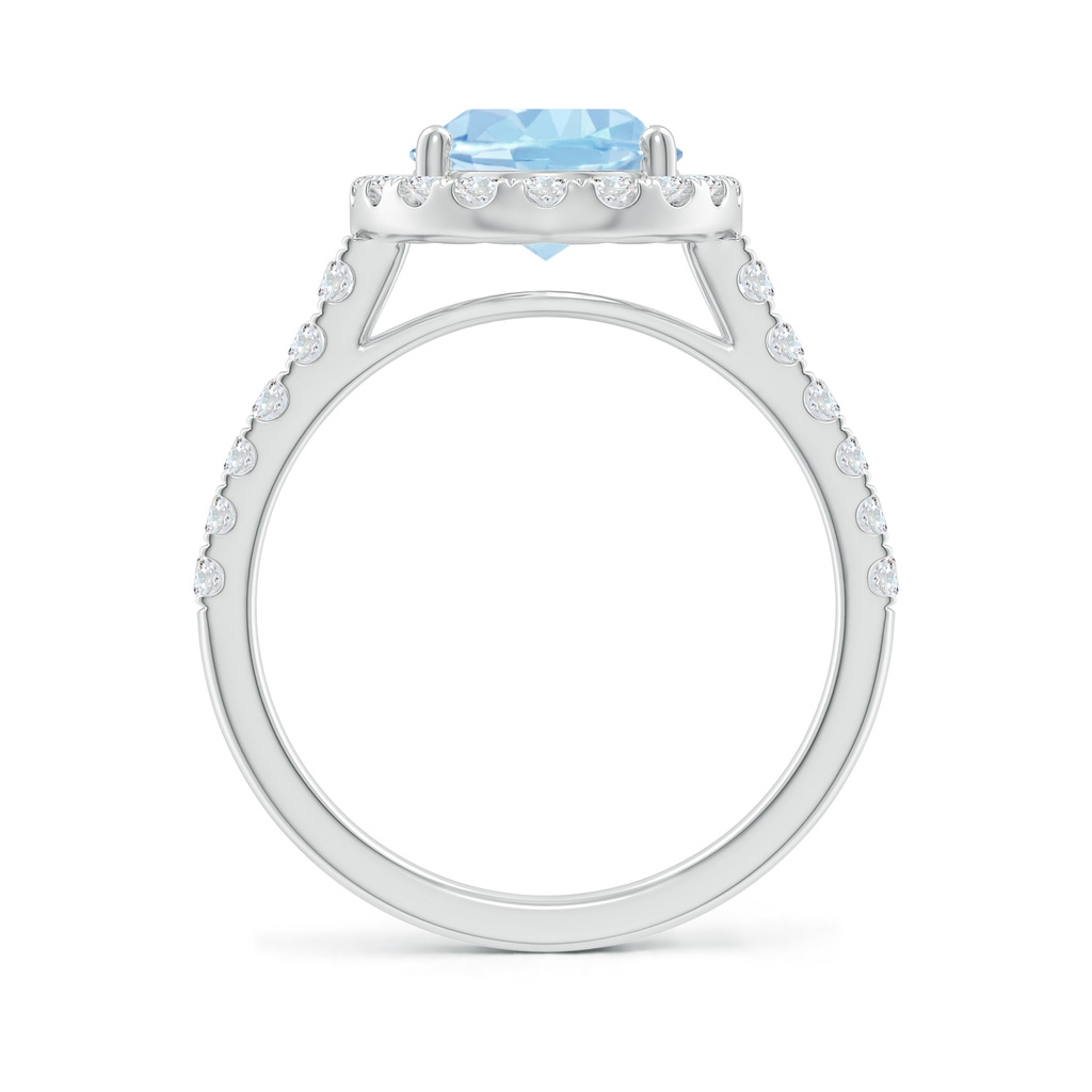 10x8mm AAA Double Claw-Set Oval Aquamarine Halo Ring with Diamonds in White Gold - side_1
