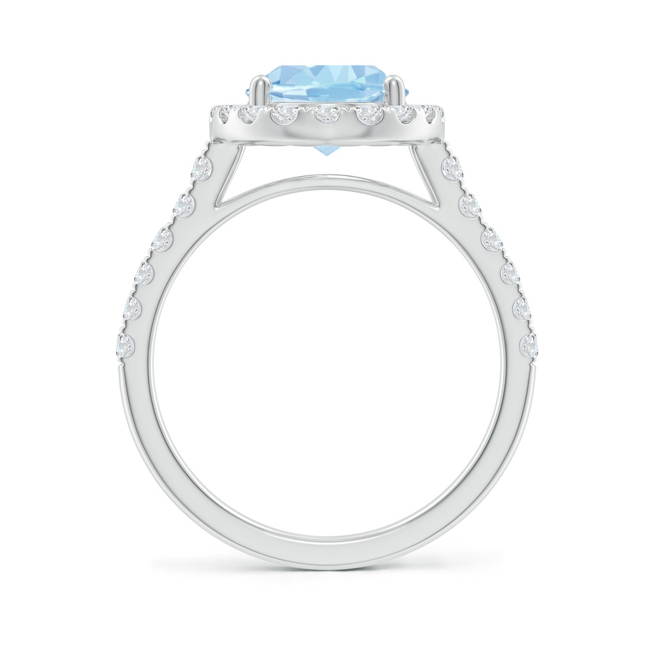 10x8mm AAA Double Claw-Set Oval Aquamarine Halo Ring with Diamonds in White Gold side-1