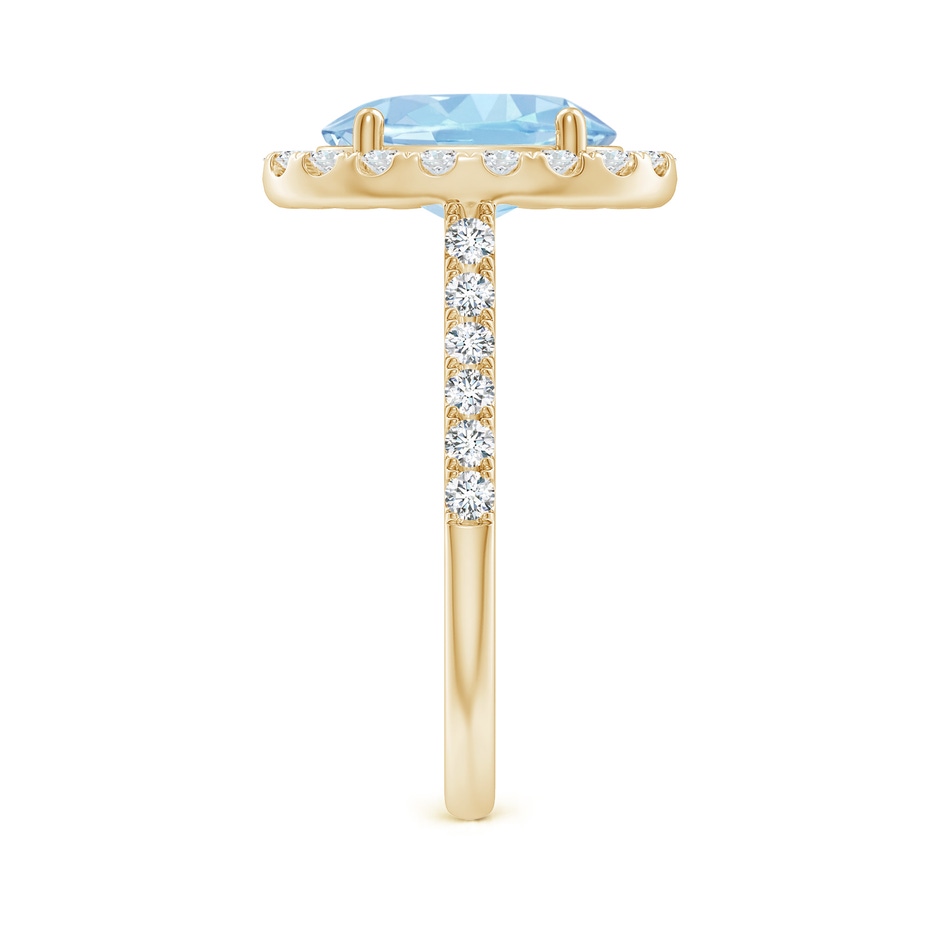 10x8mm AAA Double Claw-Set Oval Aquamarine Halo Ring with Diamonds in Yellow Gold side-2