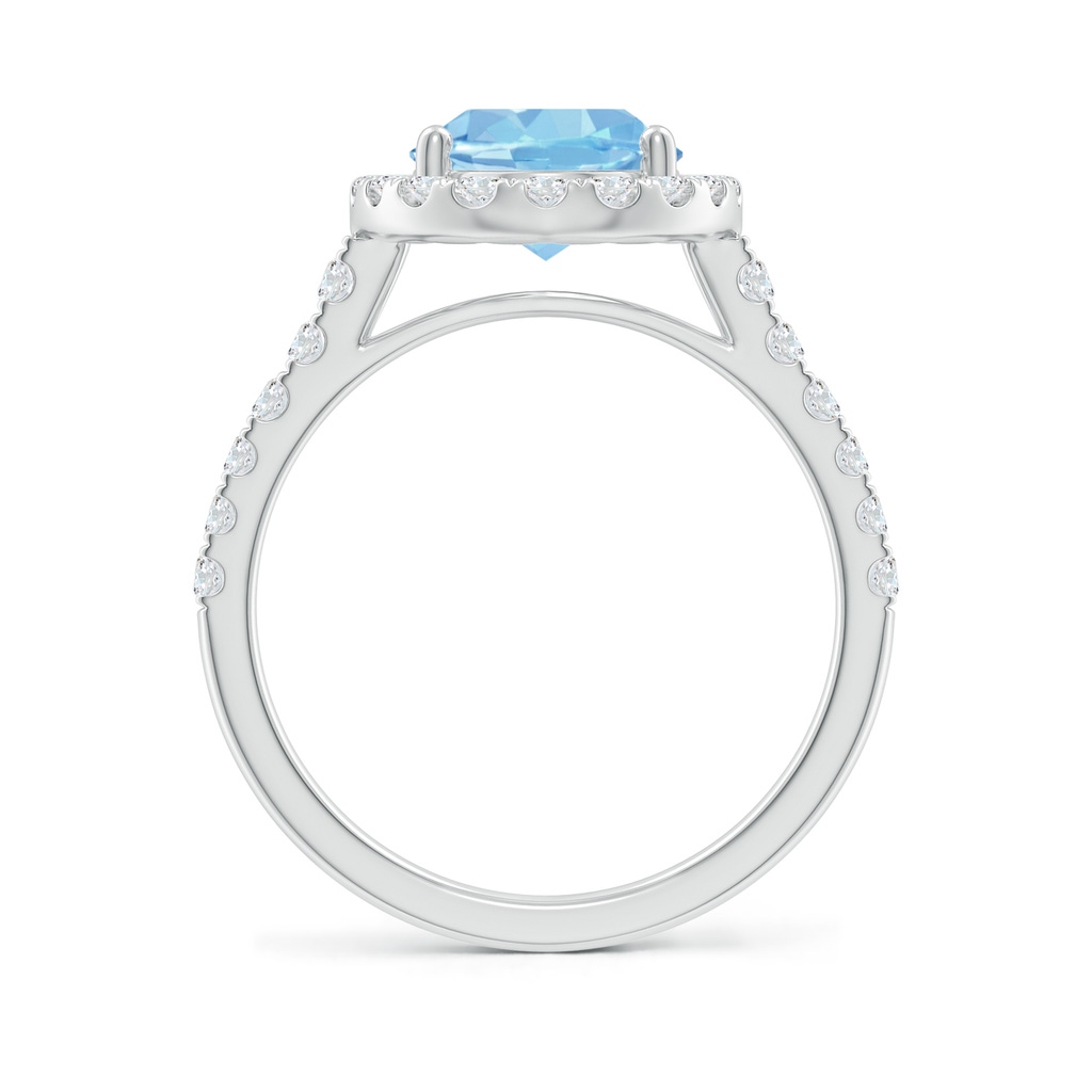 10x8mm AAAA Double Claw-Set Oval Aquamarine Halo Ring with Diamonds in P950 Platinum - side_1