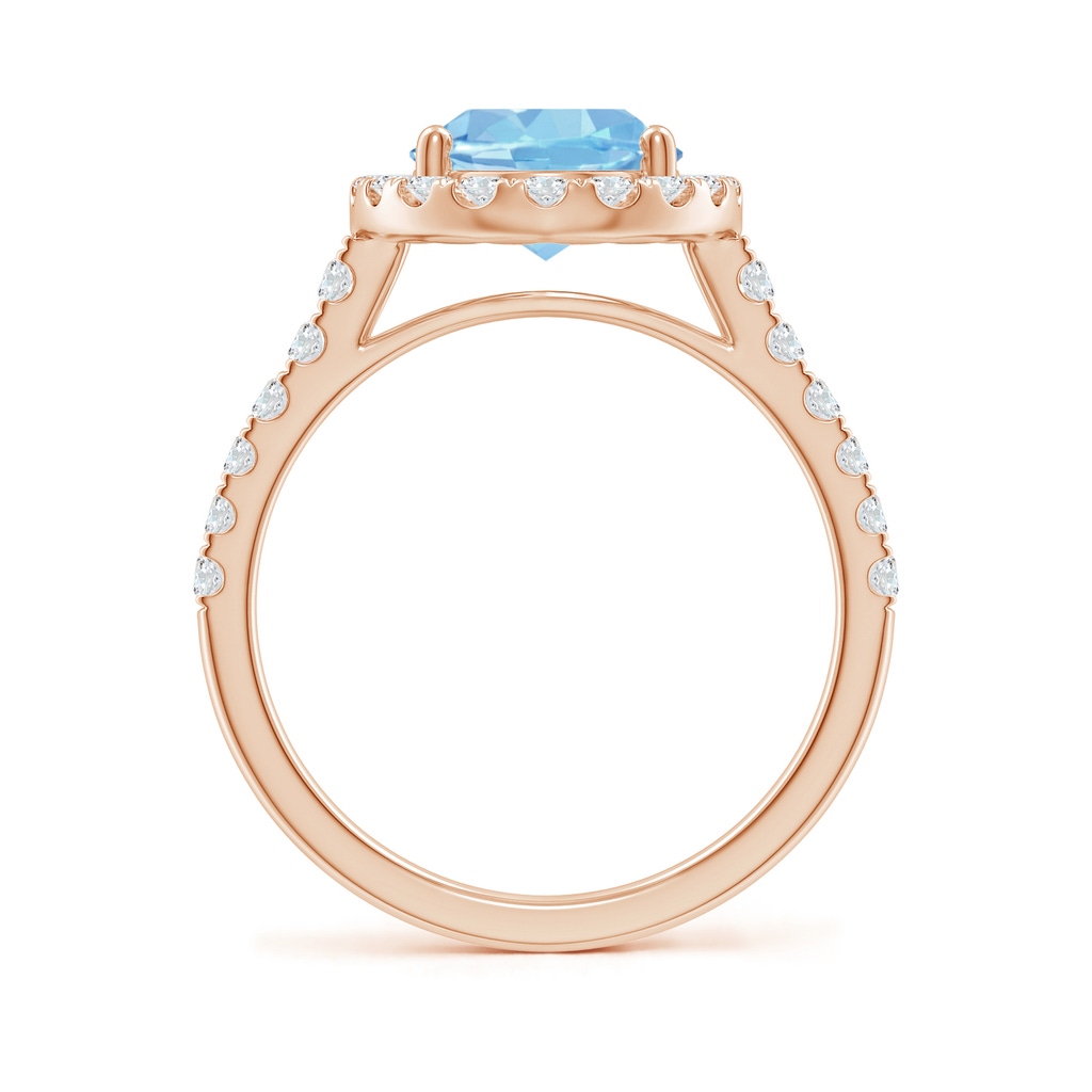 10x8mm AAAA Double Claw-Set Oval Aquamarine Halo Ring with Diamonds in Rose Gold - side_1