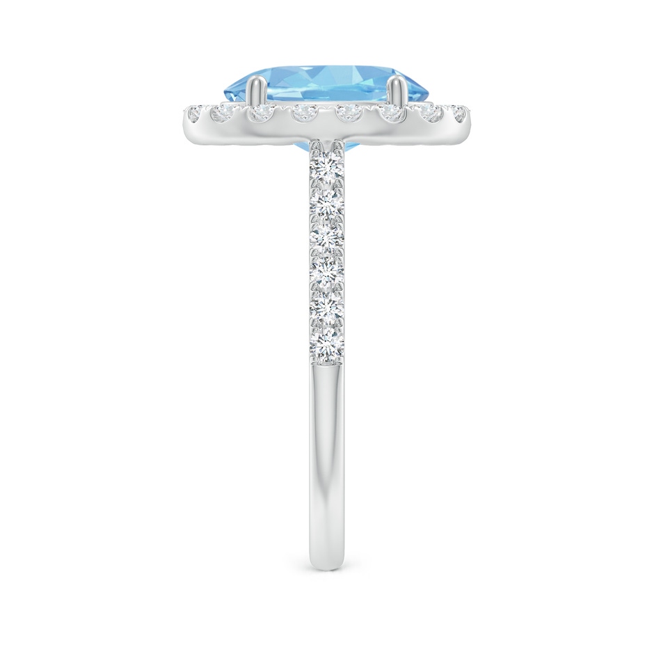 10x8mm AAAA Double Claw-Set Oval Aquamarine Halo Ring with Diamonds in White Gold side-2