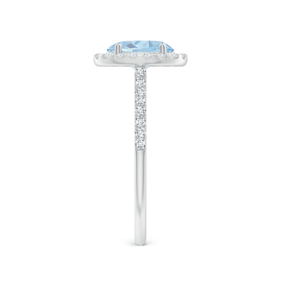 8x6mm A Double Claw-Set Oval Aquamarine Halo Ring with Diamonds in White Gold side-2