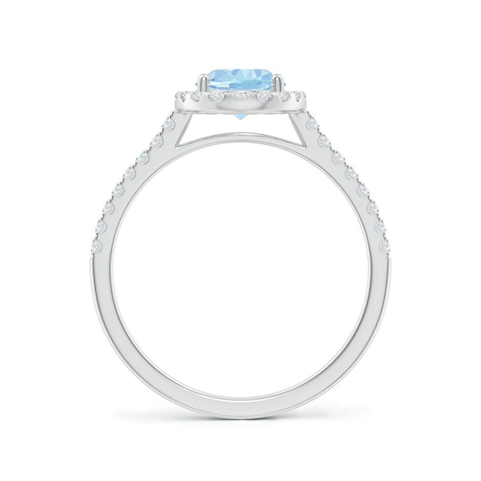 8x6mm AAA Double Claw-Set Oval Aquamarine Halo Ring with Diamonds in White Gold side-1