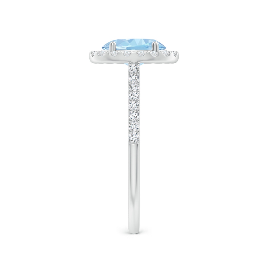 8x6mm AAA Double Claw-Set Oval Aquamarine Halo Ring with Diamonds in White Gold side-2