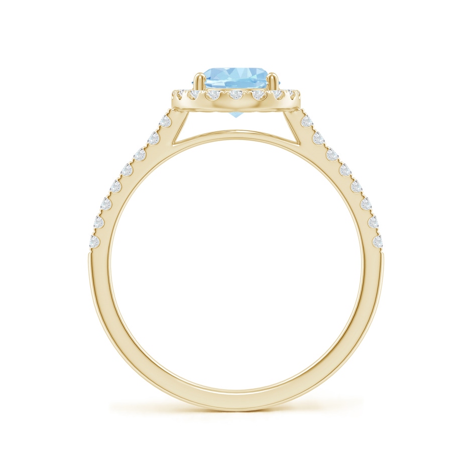 8x6mm AAA Double Claw-Set Oval Aquamarine Halo Ring with Diamonds in Yellow Gold side-1