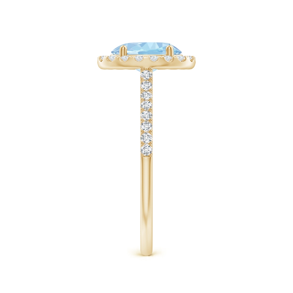 8x6mm AAA Double Claw-Set Oval Aquamarine Halo Ring with Diamonds in Yellow Gold side-2