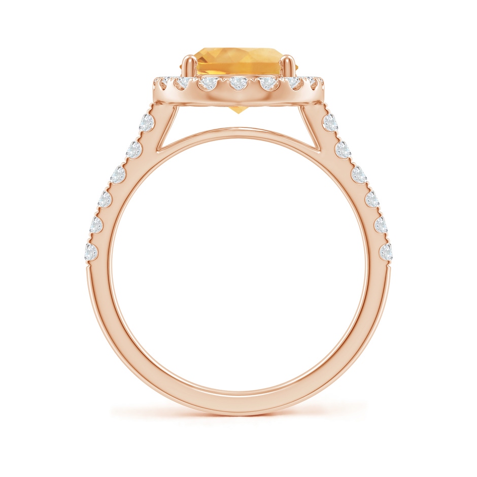 10x8mm A Double Claw-Set Oval Citrine Halo Ring with Diamonds in Rose Gold side 199
