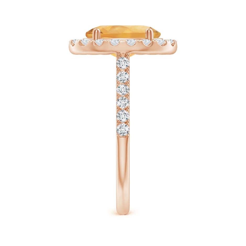 10x8mm A Double Claw-Set Oval Citrine Halo Ring with Diamonds in Rose Gold side 299