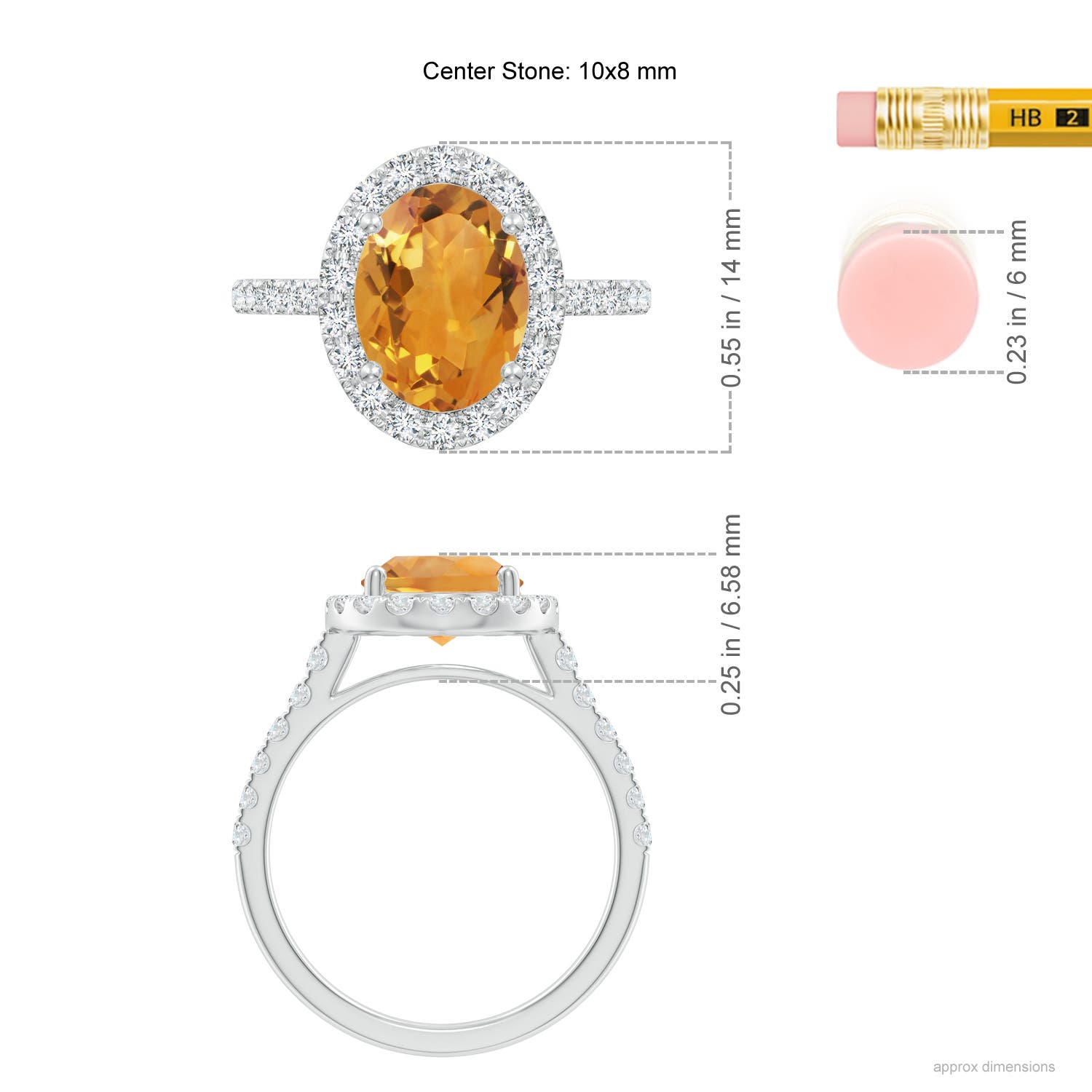 AA - Citrine / 3.13 CT / 14 KT White Gold