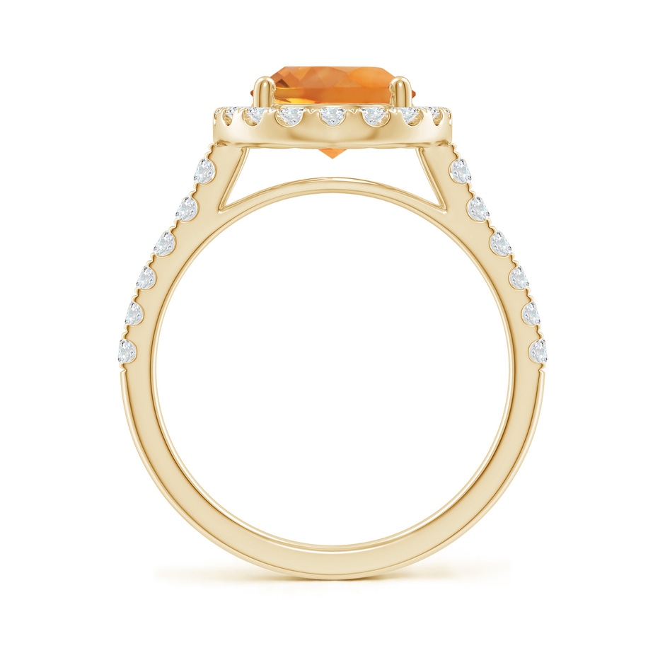 10x8mm AAA Double Claw-Set Oval Citrine Halo Ring with Diamonds in Yellow Gold side 199