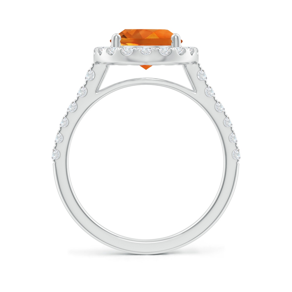 10x8mm AAAA Double Claw-Set Oval Citrine Halo Ring with Diamonds in P950 Platinum - side 199