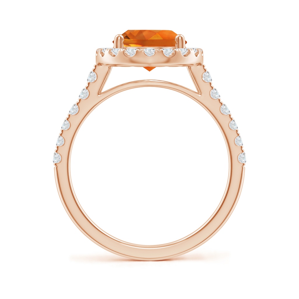 10x8mm AAAA Double Claw-Set Oval Citrine Halo Ring with Diamonds in Rose Gold - side 199
