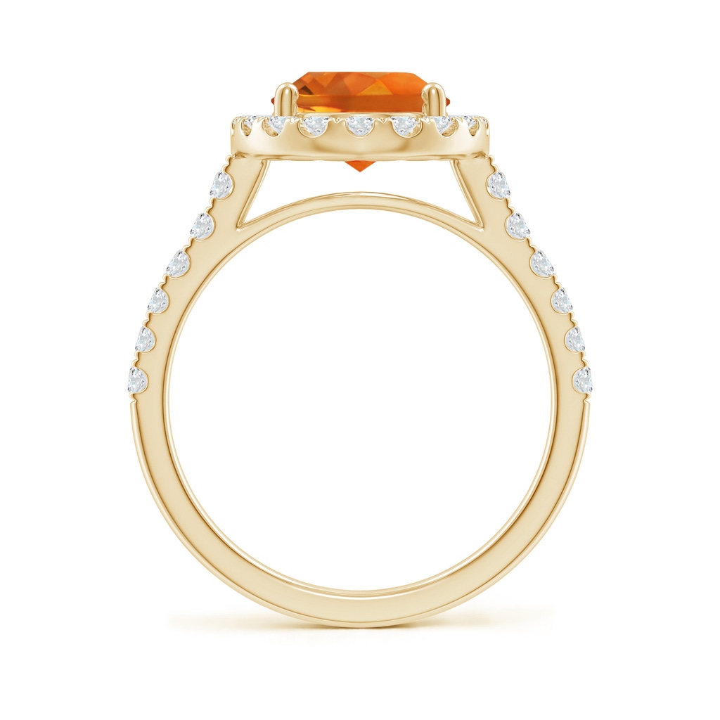 10x8mm AAAA Double Claw-Set Oval Citrine Halo Ring with Diamonds in Yellow Gold - side 199