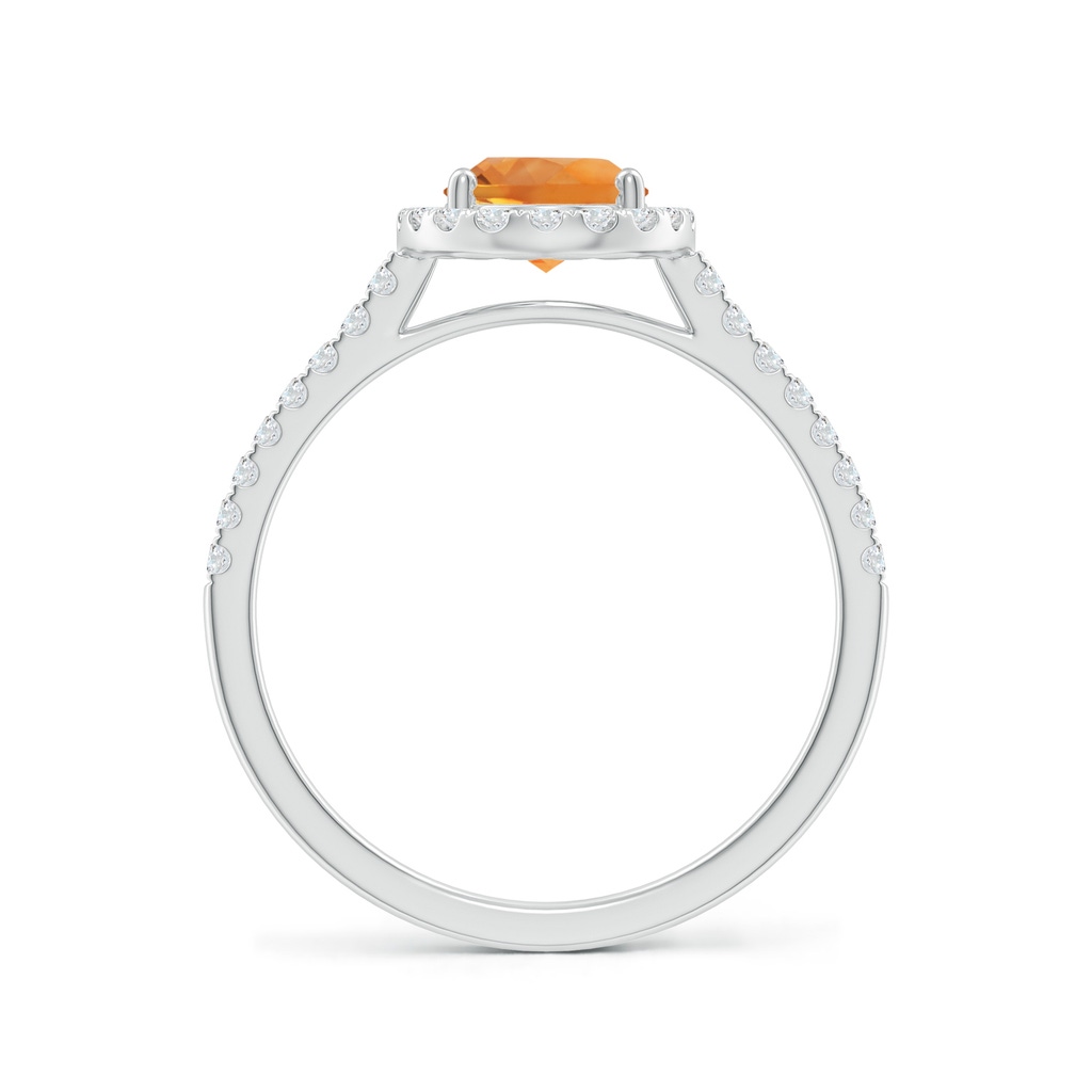 8x6mm AAA Double Claw-Set Oval Citrine Halo Ring with Diamonds in P950 Platinum - side 199