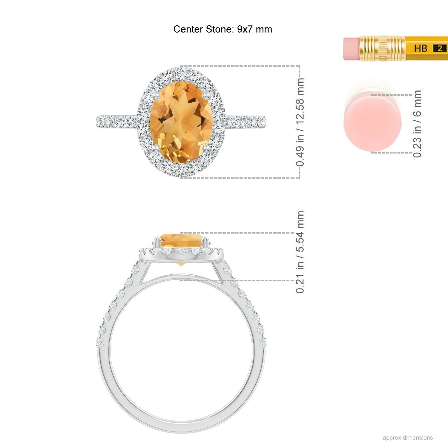 A - Citrine / 2.1 CT / 14 KT White Gold