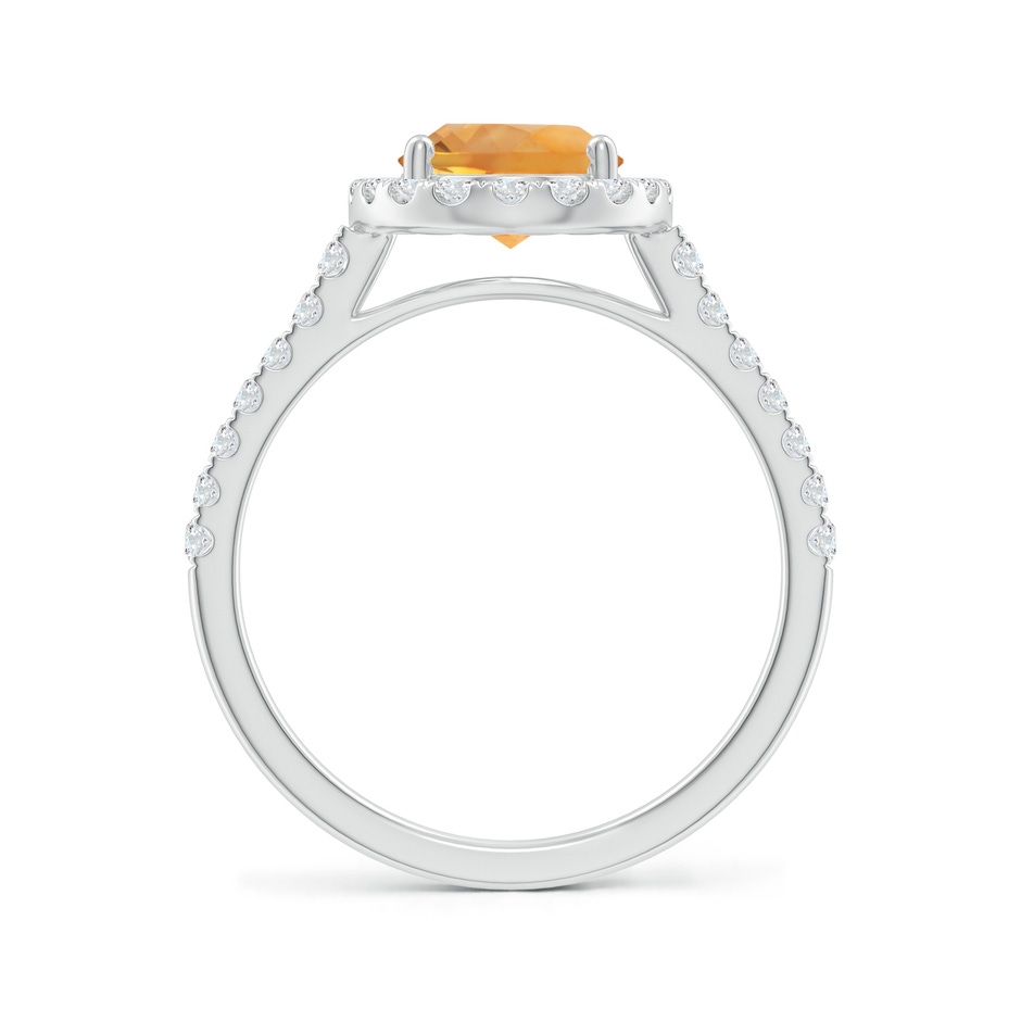 9x7mm AA Double Claw-Set Oval Citrine Halo Ring with Diamonds in White Gold side 199
