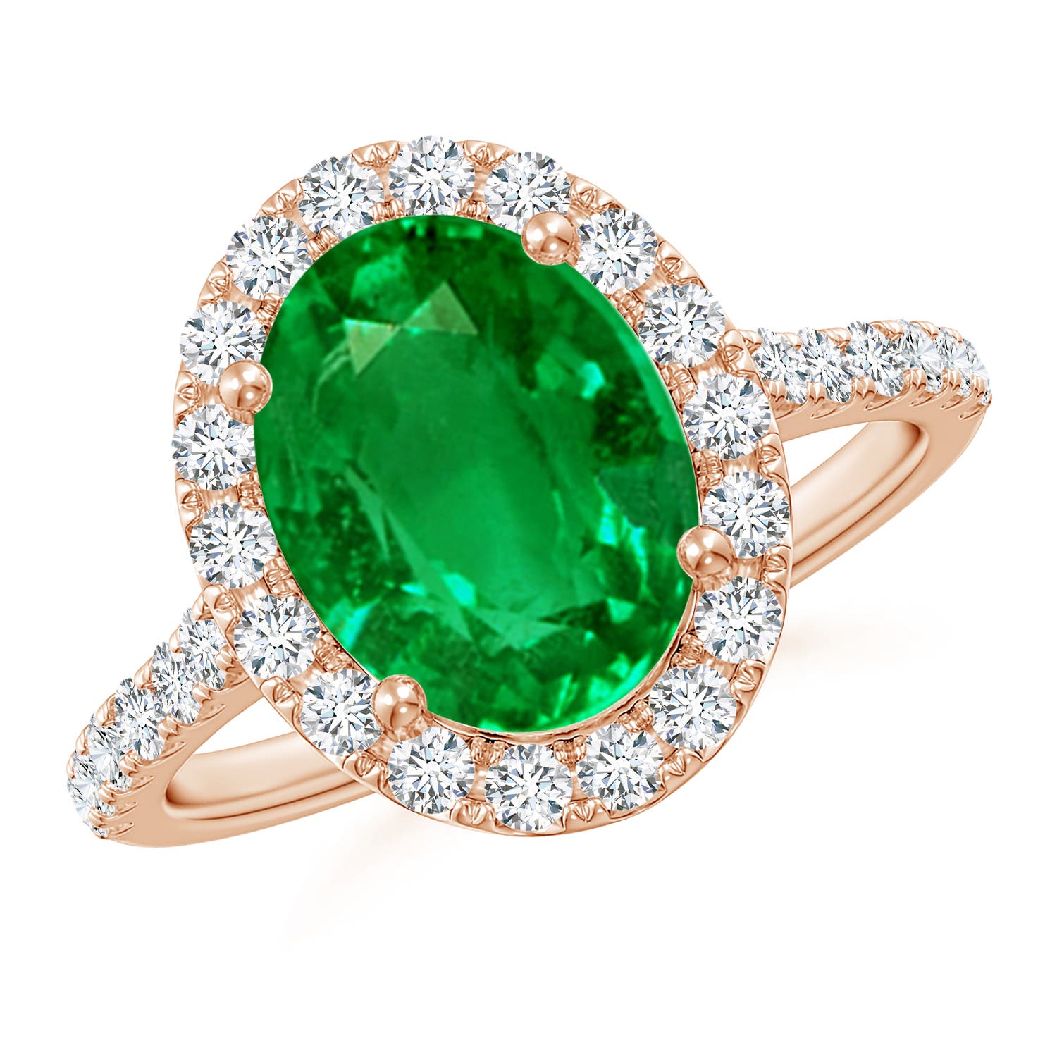 Premium - Lab-Grown Emerald / 2.88 CT / 14 KT Rose Gold