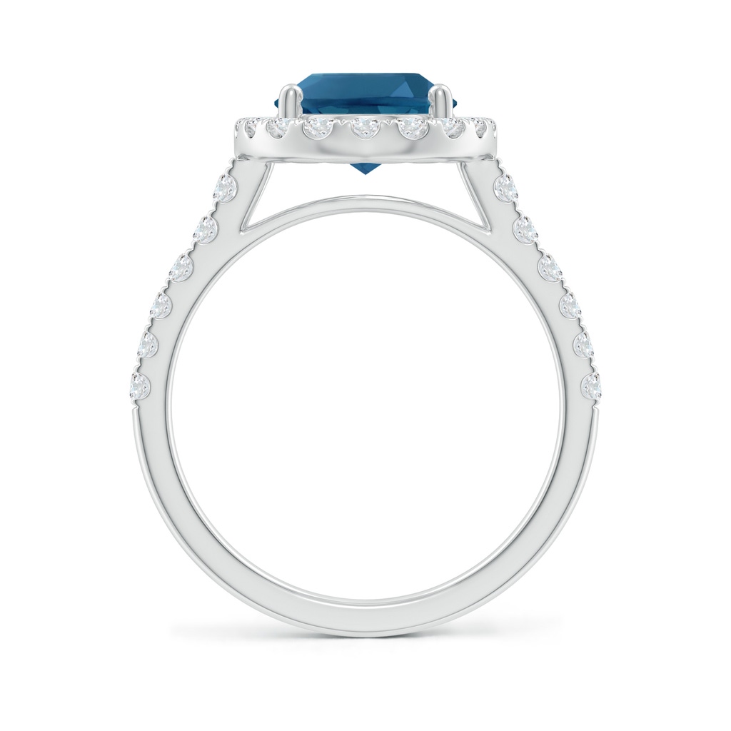 10x8mm AAA Double Claw-Set London Blue Topaz Halo Ring with Diamonds in White Gold Side-1