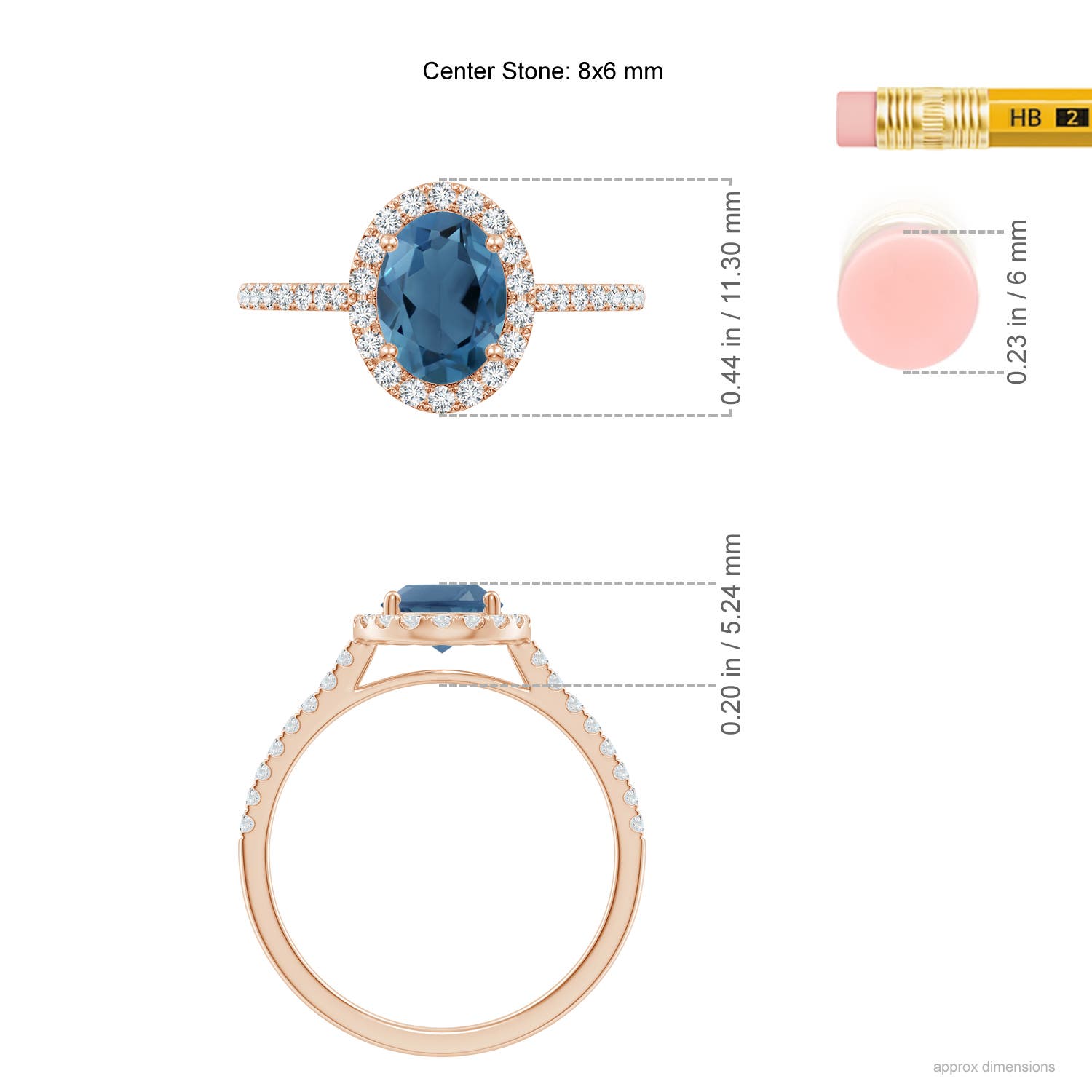 A - London Blue Topaz / 1.84 CT / 14 KT Rose Gold