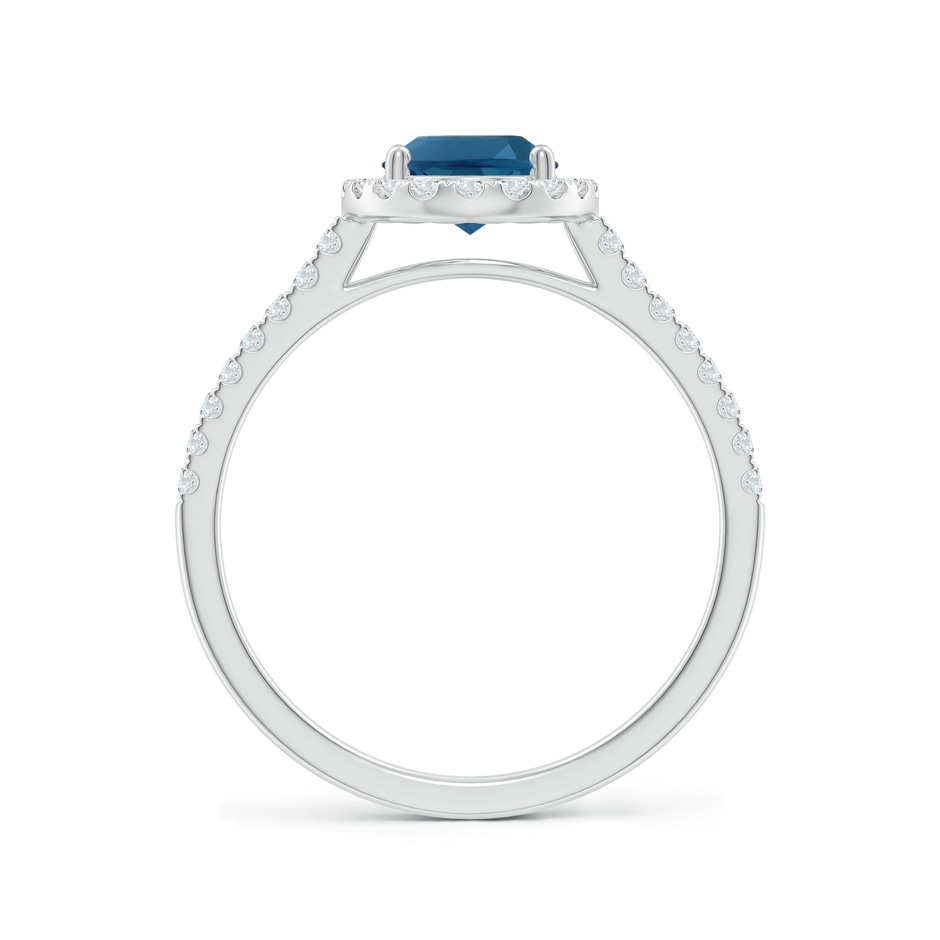 8x6mm AAA Double Claw-Set London Blue Topaz Halo Ring with Diamonds in White Gold side-1