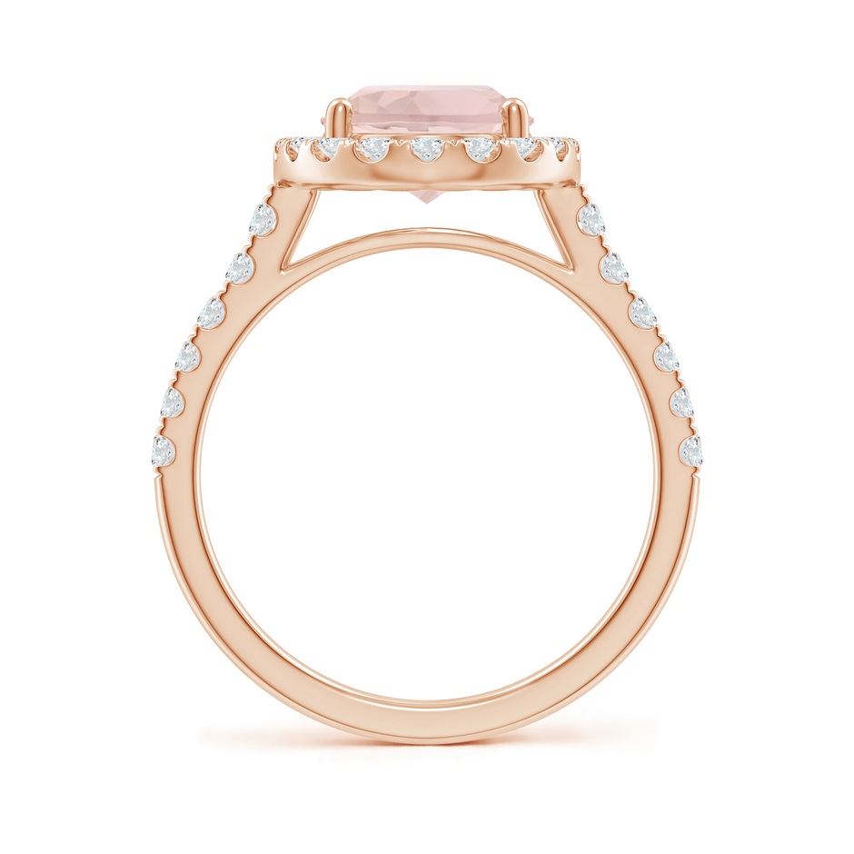 10x8mm A Double Claw-Set Oval Morganite Halo Ring with Diamonds in Rose Gold side-1