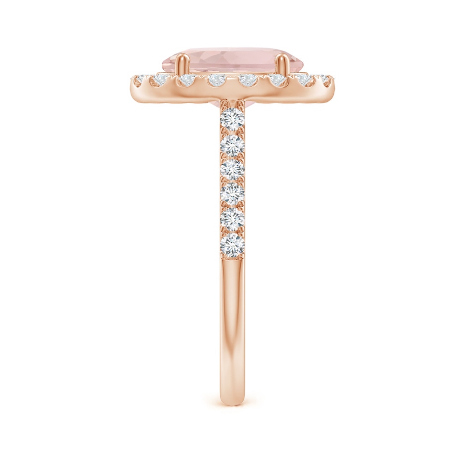 10x8mm A Double Claw-Set Oval Morganite Halo Ring with Diamonds in Rose Gold side-2