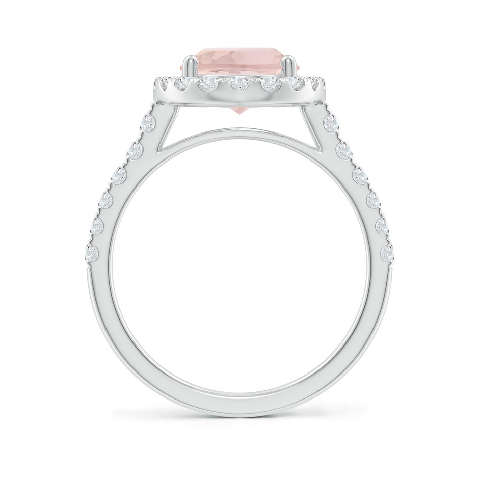 10x8mm A Double Claw-Set Oval Morganite Halo Ring with Diamonds in White Gold side-1