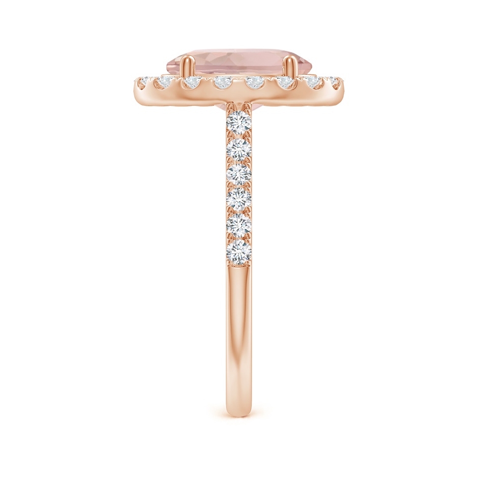 10x8mm AA Double Claw-Set Oval Morganite Halo Ring with Diamonds in Rose Gold side-2