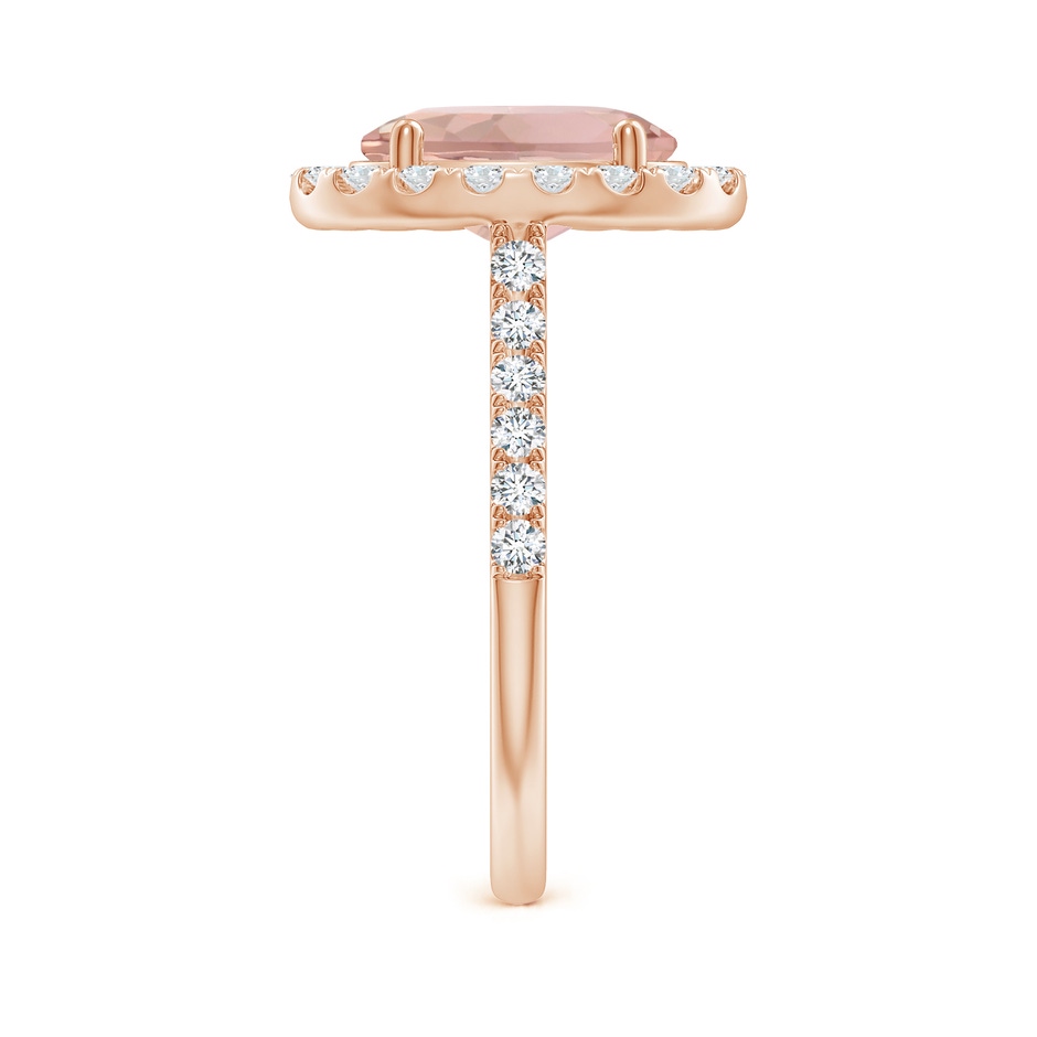 10x8mm AAA Double Claw-Set Oval Morganite Halo Ring with Diamonds in Rose Gold side-2